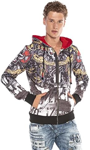 Cipo & Baxx Herren Sweatjacke Hoodie – Stylischer Pullover für Streetwear-Begeisterte mit Reißverschluss & Kapuze für Fr
