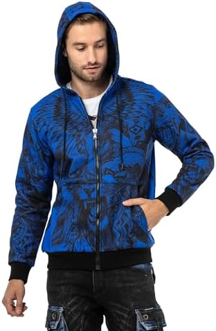 Cipo & Baxx Herren Sweatjacke Hoodie – Stylischer Pullover für Streetwear-Begeisterte mit Reißverschluss & Kapuze für Fr