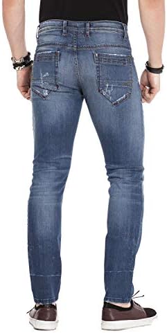 Cipo & Baxx Herren Jeans - Straight Fit mit modischen Waschungen, Nähten & Used-Look Details - Regular Denim - Trendige