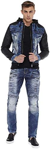 Cipo & Baxx Herren Hybrid-Denimjacke - Versatile Farben, Modisch und Komfortabel - für City und Outdoor - mit Knopf und