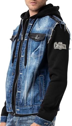 Cipo & Baxx Herren Hybrid-Denimjacke - Versatile Farben, Modisch und Komfortabel - für City und Outdoor - mit Knopf und