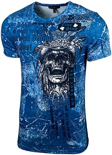 Herren Vintage Kurzarm T-Shirt mit mehrfarbigem Front Print und Label-Applikation 105