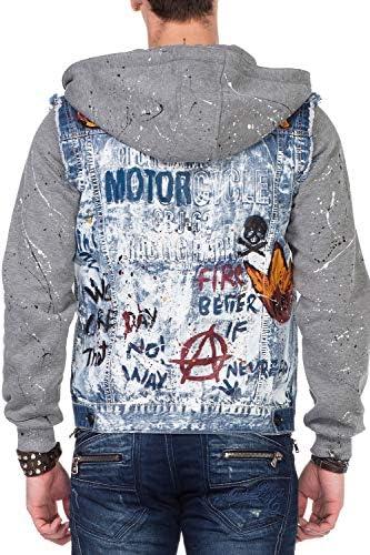 Cipo & Baxx Herren Hybrid-Denimjacke - Versatile Farben, Modisch und Komfortabel - für City und Outdoor - mit Knopf und
