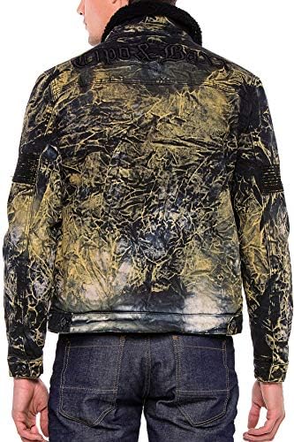Cipo & Baxx Herren Jeansjacke – Klassisch, Leder, Sport – Knopf und Reißverschluss – Sweat-Kapuze und Sweatärmeln – Mode