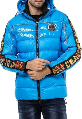 Cipo & Baxx Herren Mantel – Stylische Winterjacke mit warmem Innenfutter und abnehmbarer Kapuze für kalte Tage