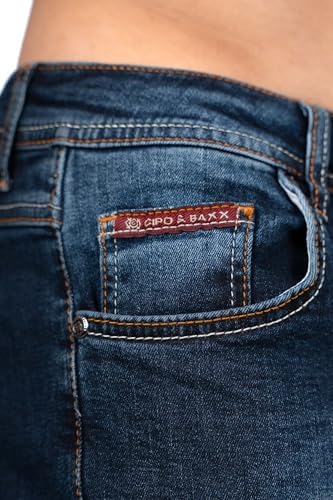 Cipo & Baxx Herren Jeans - Stilvolle Männer Jeans mit 5-Pocket-Design und Kontrastnähten | Bequemer Baumwoll-Elasthan-Mi