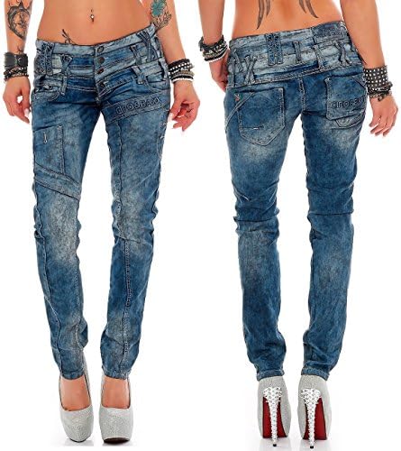 Cipo & Baxx Damen Jeans – Stylische Slim & Regular Fit Hosen mit Stretch & Used-Look | Bequeme Passform, modisches Desig