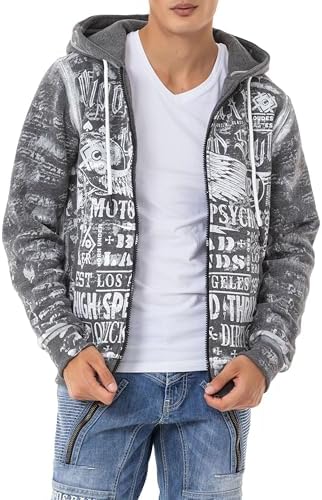 Cipo & Baxx Herren Sweatjacke Hoodie – Stylischer Pullover für Streetwear-Begeisterte mit Reißverschluss & Kapuze für Fr