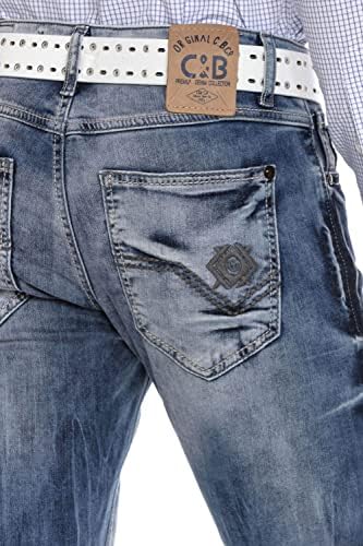 Cipo & Baxx Herren Jeans Hose Look Röhrenjeans Straight Fit Kontrastnähte Trendyhose | Cipo & Baxx Herren Jeans Hose Us