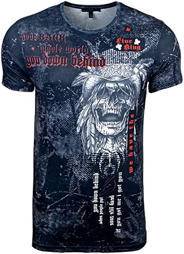 Herren Vintage Kurzarm T-Shirt mit mehrfarbigem Front Print und Label-Applikation 105