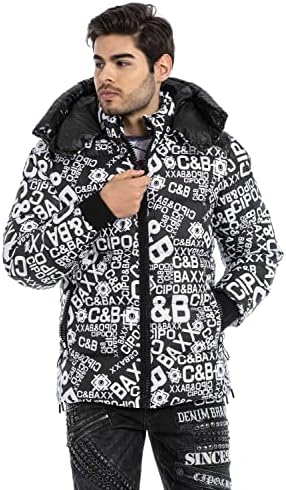 Cipo & Baxx Herren Mantel – Stylische Winterjacke mit warmem Innenfutter und abnehmbarer Kapuze für kalte Tage