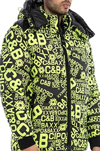 Cipo & Baxx Herren Mantel – Stylische Winterjacke mit warmem Innenfutter und abnehmbarer Kapuze für kalte Tage