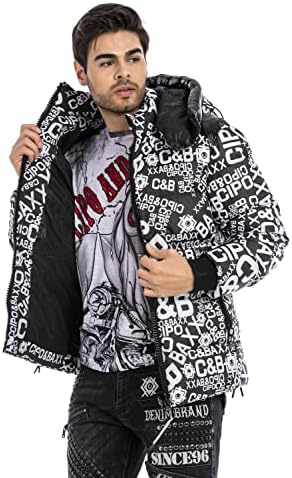 Cipo & Baxx Herren Mantel – Stylische Winterjacke mit warmem Innenfutter und abnehmbarer Kapuze für kalte Tage
