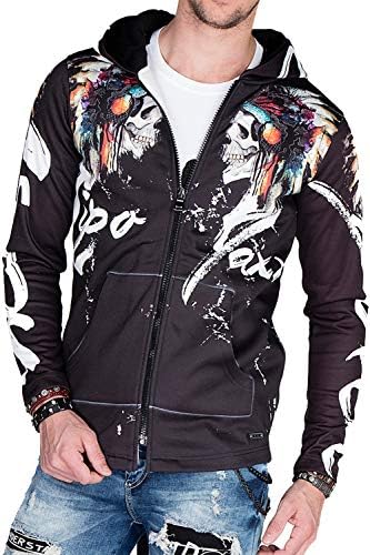 Cipo & Baxx Herren Sweatjacke Hoodie – Stylischer Pullover für Streetwear-Begeisterte mit Reißverschluss & Kapuze für Fr
