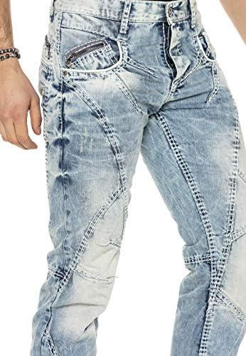 Cipo & Baxx Herren Jeans Hose Look Röhrenjeans Straight Fit Kontrastnähte Trendyhose | Cipo & Baxx Herren Jeans Hose Us