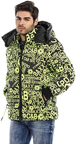 Cipo & Baxx Herren Mantel – Stylische Winterjacke mit warmem Innenfutter und abnehmbarer Kapuze für kalte Tage