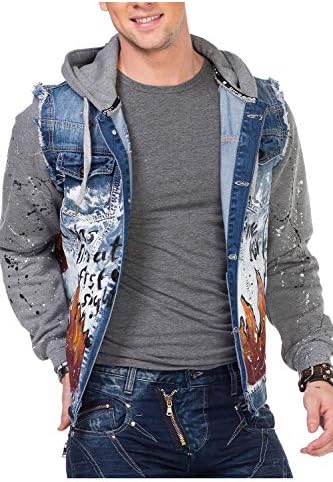 Cipo & Baxx Herren Hybrid-Denimjacke - Versatile Farben, Modisch und Komfortabel - für City und Outdoor - mit Knopf und
