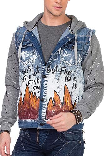 Cipo & Baxx Herren Hybrid-Denimjacke - Versatile Farben, Modisch und Komfortabel - für City und Outdoor - mit Knopf und