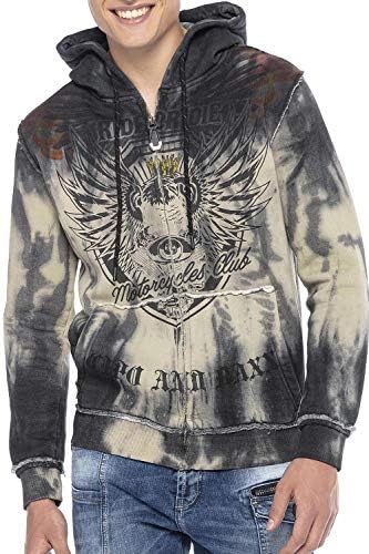 Cipo & Baxx Herren Sweatjacke Hoodie – Stylischer Pullover für Streetwear-Begeisterte mit Reißverschluss & Kapuze für Fr