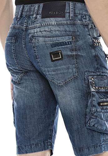 Cipo & Baxx Herren Jeans - Straight Fit mit modischen Waschungen, Nähten & Used-Look Details - Regular Denim