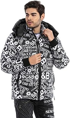 Cipo & Baxx Herren Mantel – Stylische Winterjacke mit warmem Innenfutter und abnehmbarer Kapuze für kalte Tage
