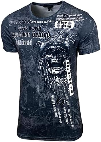 Herren Vintage Kurzarm T-Shirt mit mehrfarbigem Front Print und Label-Applikation 105