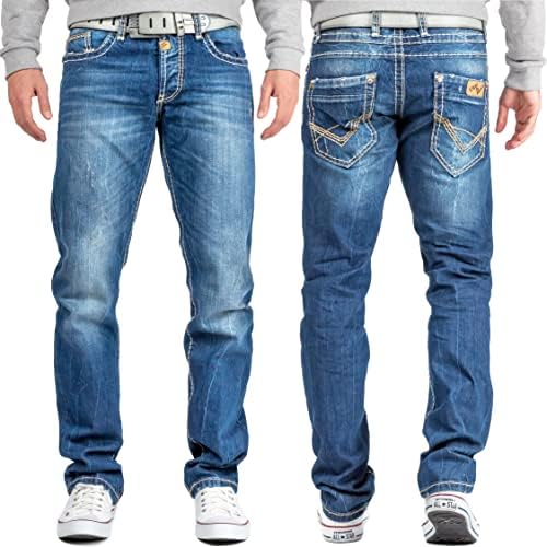 Cipo & Baxx Herren Jeans - Stilvolle Regular-Fit Denim mit Kontrastnähten | Bequeme & Modische Jeans für Männer | Stone-