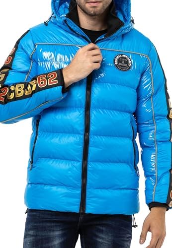 Cipo & Baxx Herren Mantel – Stylische Winterjacke mit warmem Innenfutter und abnehmbarer Kapuze für kalte Tage