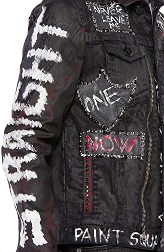 Cipo & Baxx Herren Jeansjacke – Klassisch, Leder, Sport – Knopf und Reißverschluss – Sweat-Kapuze und Sweatärmeln – Mode