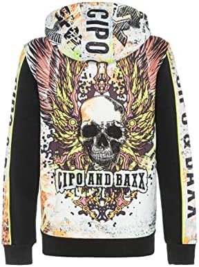 Cipo & Baxx Herren Sweatjacke Hoodie – Stylischer Pullover für Streetwear-Begeisterte mit Reißverschluss & Kapuze für Fr