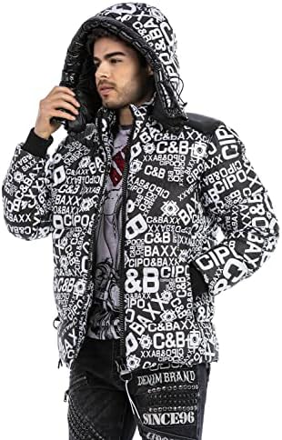 Cipo & Baxx Herren Mantel – Stylische Winterjacke mit warmem Innenfutter und abnehmbarer Kapuze für kalte Tage