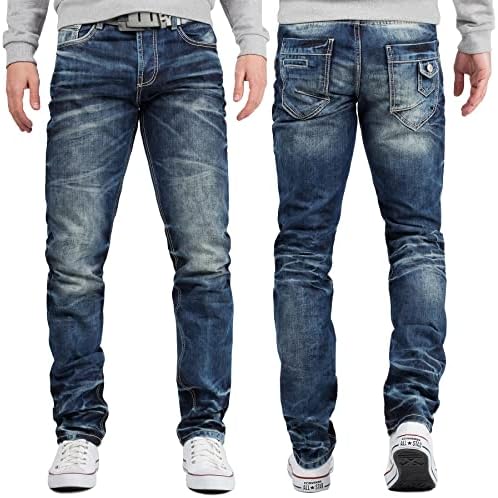 Cipo & Baxx Herren Jeans - Stilvolle Regular-Fit Denim mit Kontrastnähten | Bequeme & Modische Jeans für Männer | Stone-