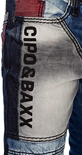 Cipo & Baxx Herren Jeans - Stylische Denim-Mode mit hohem Markanten_design | Regular & Slim Fit | Stonewashed Effect des
