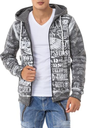 Cipo & Baxx Herren Sweatjacke Hoodie – Stylischer Pullover für Streetwear-Begeisterte mit Reißverschluss & Kapuze für Fr