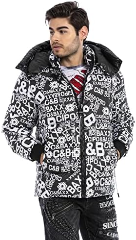 Cipo & Baxx Herren Mantel – Stylische Winterjacke mit warmem Innenfutter und abnehmbarer Kapuze für kalte Tage