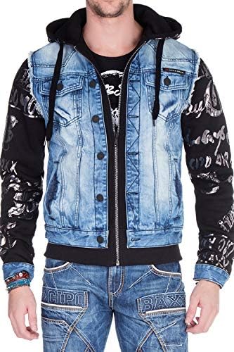 Cipo & Baxx Herren Hybrid-Denimjacke - Versatile Farben, Modisch und Komfortabel - für City und Outdoor - mit Knopf und