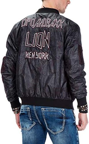 Cipo & Baxx Herren Jeansjacke – Klassisch, Leder, Sport – Knopf und Reißverschluss – Sweat-Kapuze und Sweatärmeln – Mode