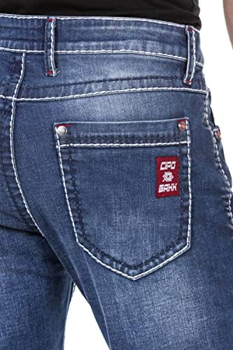 Cipo & Baxx Herren Jeans Hose Look Röhrenjeans Straight Fit Kontrastnähte Trendyhose | Cipo & Baxx Herren Jeans Hose Us