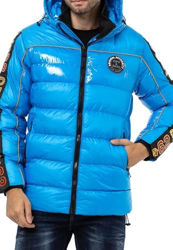 Cipo & Baxx Herren Mantel – Stylische Winterjacke mit warmem Innenfutter und abnehmbarer Kapuze für kalte Tage