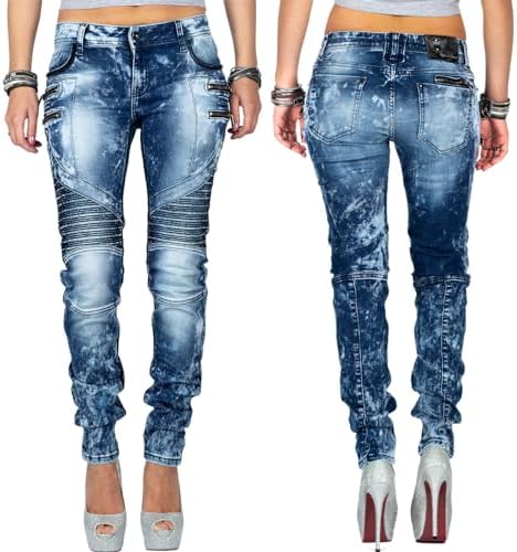 Cipo & Baxx Damen Jeans – Stylische Slim & Regular Fit Hosen mit Stretch & Used-Look | Bequeme Passform, modisches Desig