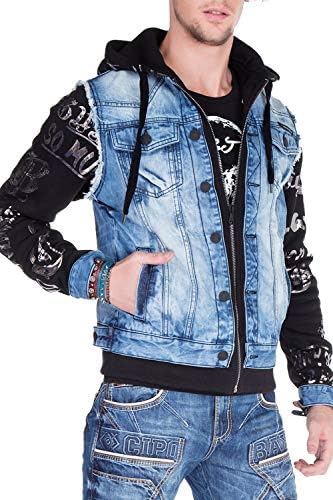 Cipo & Baxx Herren Hybrid-Denimjacke - Versatile Farben, Modisch und Komfortabel - für City und Outdoor - mit Knopf und