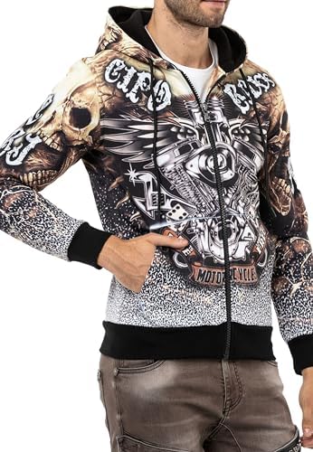 Cipo & Baxx Herren Sweatjacke Hoodie Serie - Stylischer Pullover im Modernen Casual Streetwear Stil für den Alltag, Frei