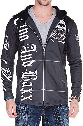 Cipo & Baxx Herren Sweatjacke Hoodie – Stylischer Pullover für Streetwear-Begeisterte mit Reißverschluss & Kapuze für Fr