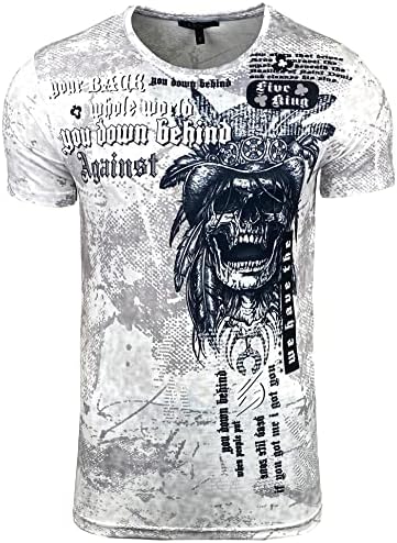 Herren Vintage Kurzarm T-Shirt mit mehrfarbigem Front Print und Label-Applikation 105