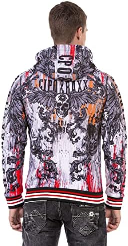 Cipo & Baxx Herren Sweatjacke Hoodie – Stylischer Pullover für Streetwear-Begeisterte mit Reißverschluss & Kapuze für Fr