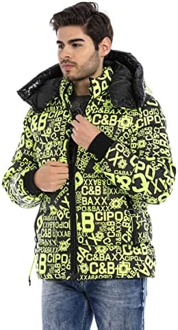 Cipo & Baxx Herren Mantel – Stylische Winterjacke mit warmem Innenfutter und abnehmbarer Kapuze für kalte Tage