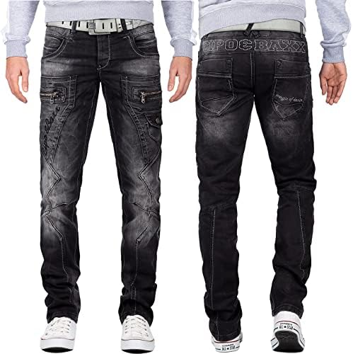 Cipo & Baxx Herren Jeans - Stylische Denim-Mode mit hohem Markantzen Detail | Regular & Slim Fit für Männer | Stonewashe