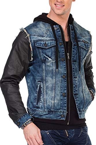 Cipo & Baxx Herren Hybrid-Denimjacke - Versatile Farben, Modisch und Komfortabel - für City und Outdoor - mit Knopf und