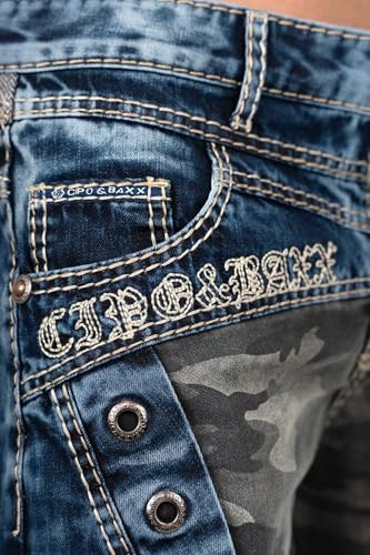 Cipo & Baxx Herren Jeans - Stylische Denim-Mode mit hohem Markantzen Detail | Regular & Slim Fit für Männer | Stonewashe