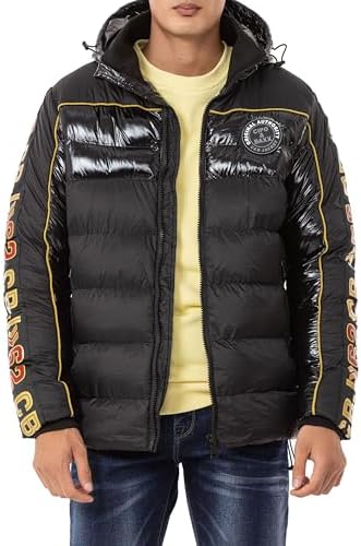 Cipo & Baxx Herren Mantel – Stylische Winterjacke mit warmem Innenfutter und abnehmbarer Kapuze für kalte Tage